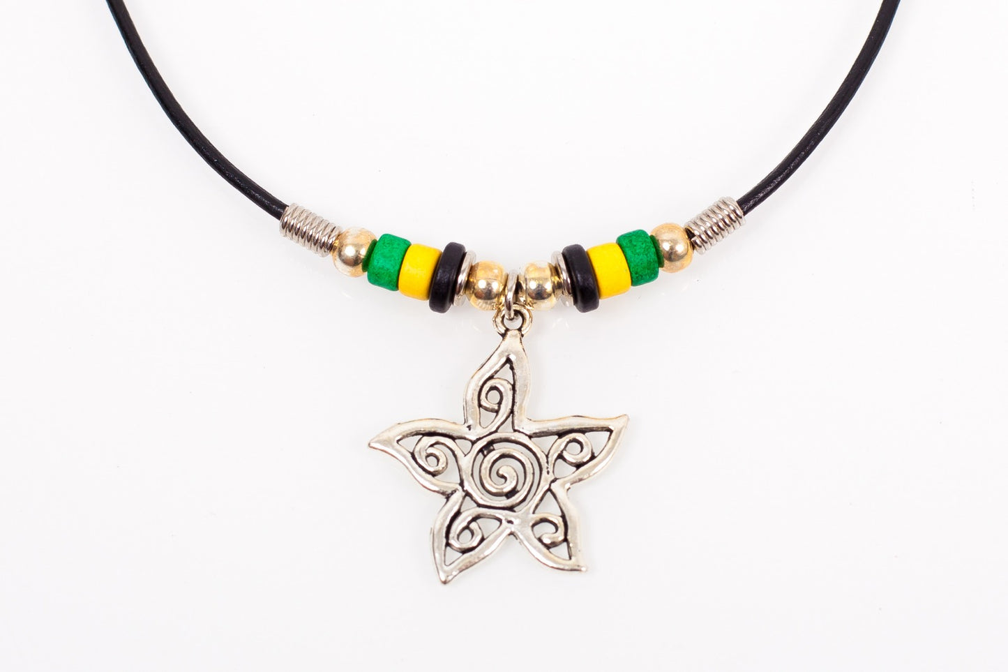 JAMAICAN STAR LEATHER NECKLACE