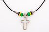 JAMAICAN CROSS LEATHER NECKLACE