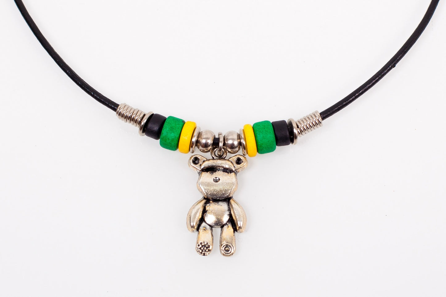 JAMAICAN TEDDY BEAR LEATHER NECKLACE