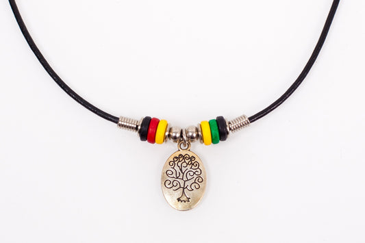 REGGAE TREE OF LIFE LEATHER NECKLACY