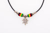 REGGAE WEED LEAF LEATHER NECKLACE